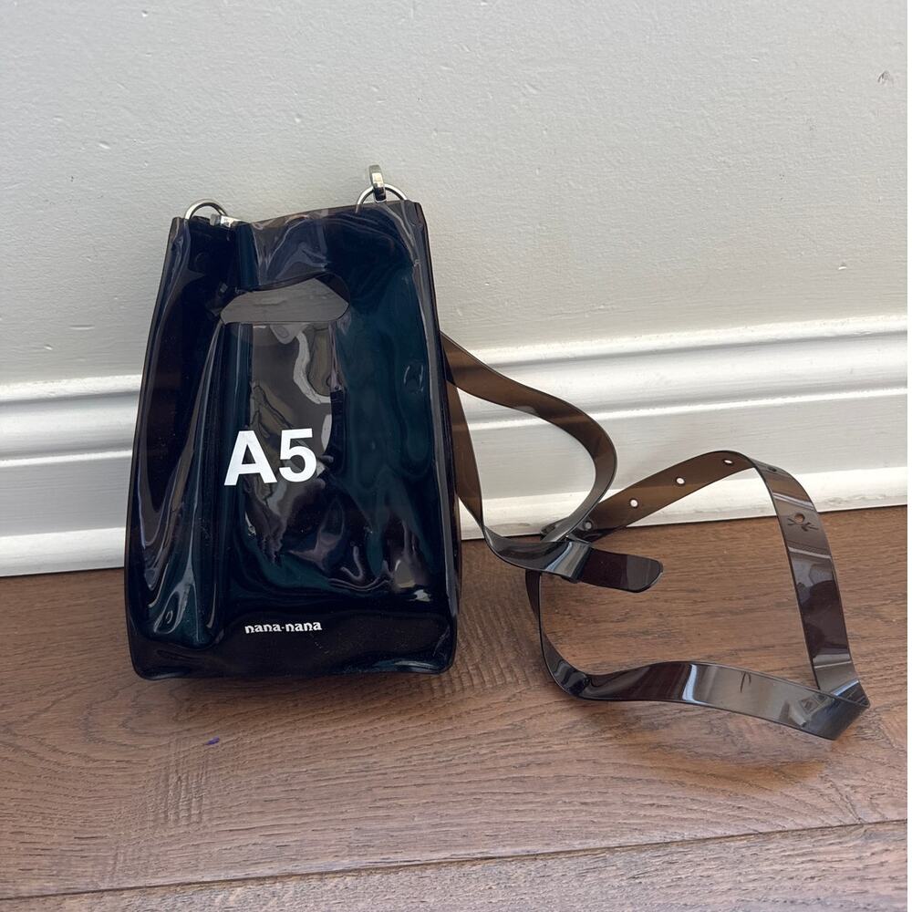 nana-nana PVC A5 Structured Translucent Crossbody Bag Brown